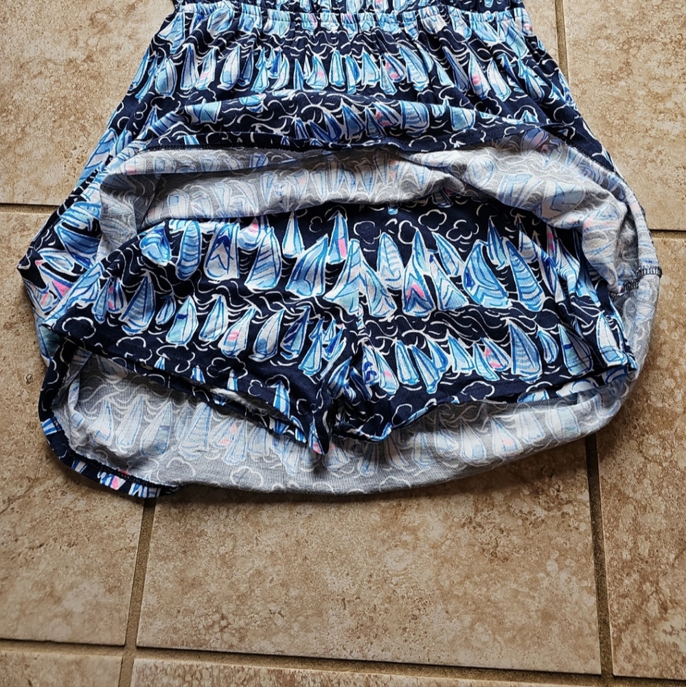 Lilly Pulitzer Navy and Light Blue Printed Mini Dress/Romper - Picture 9 of 11